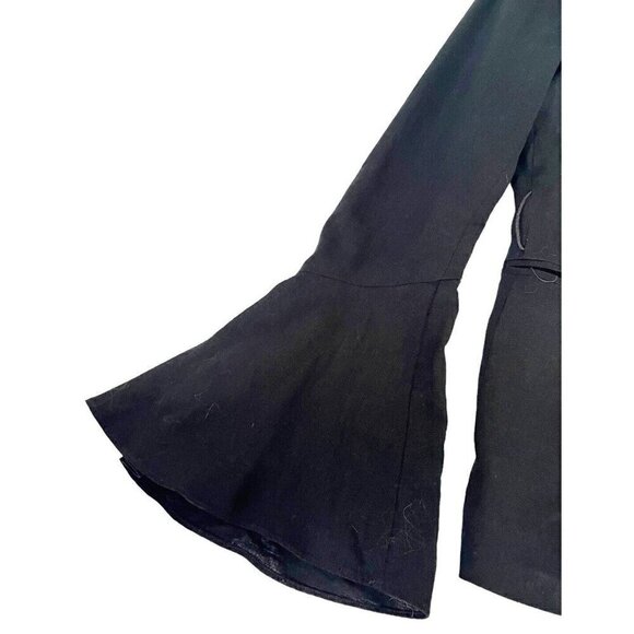 Free People Women's Sz S Black Linen Blend Bell Flared Sleeve Blazer Jacket - Picture 9 of 11